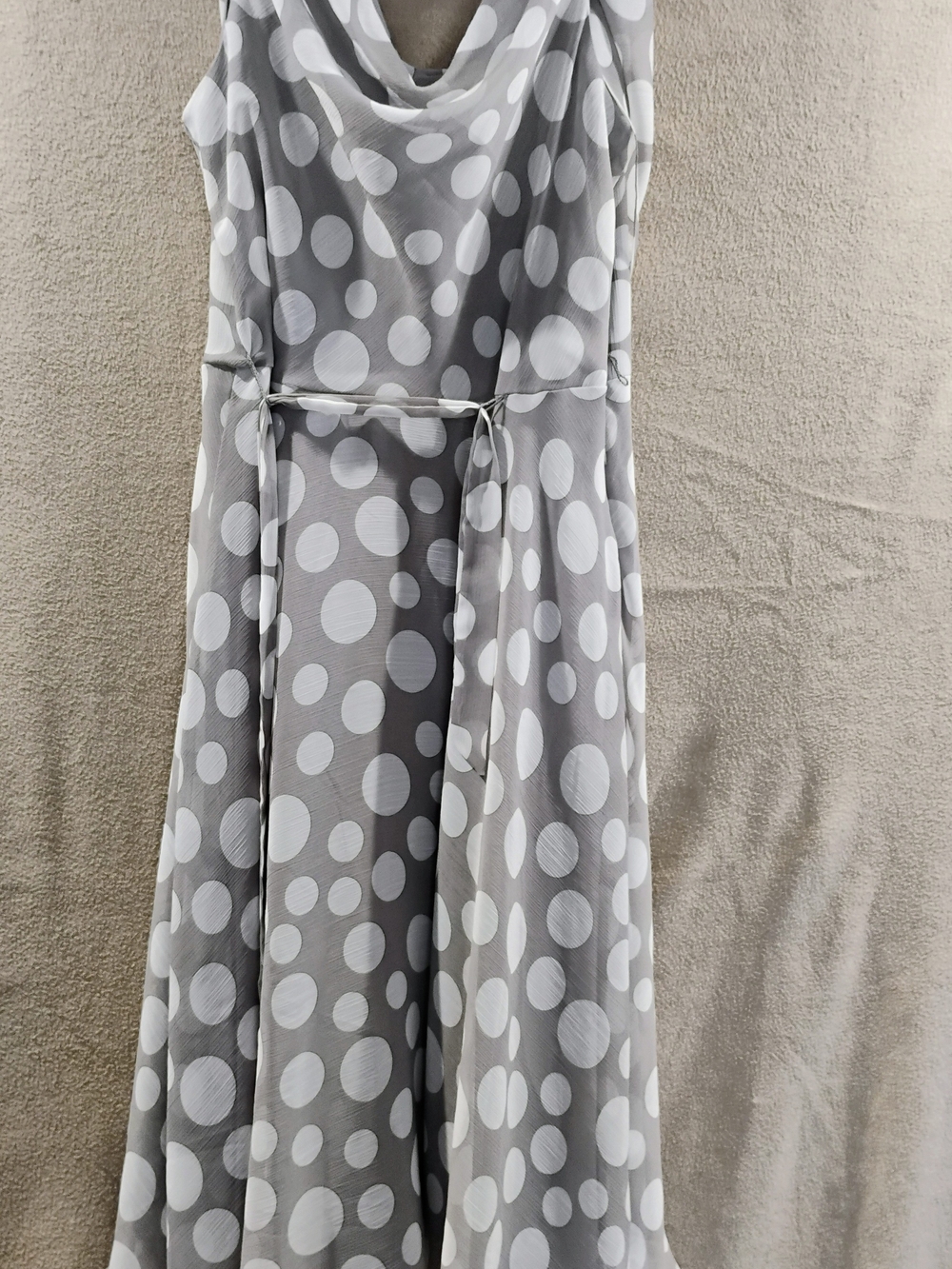 Covington Gray and White Polka Dot Sleeveless Maxi Dress